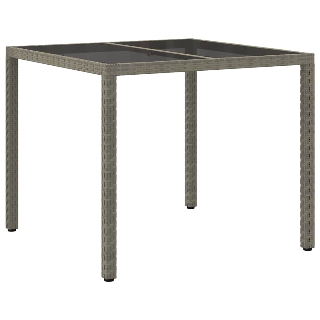 Gartentisch 150x90x75 cm Hartglas und Poly Rattan Grau