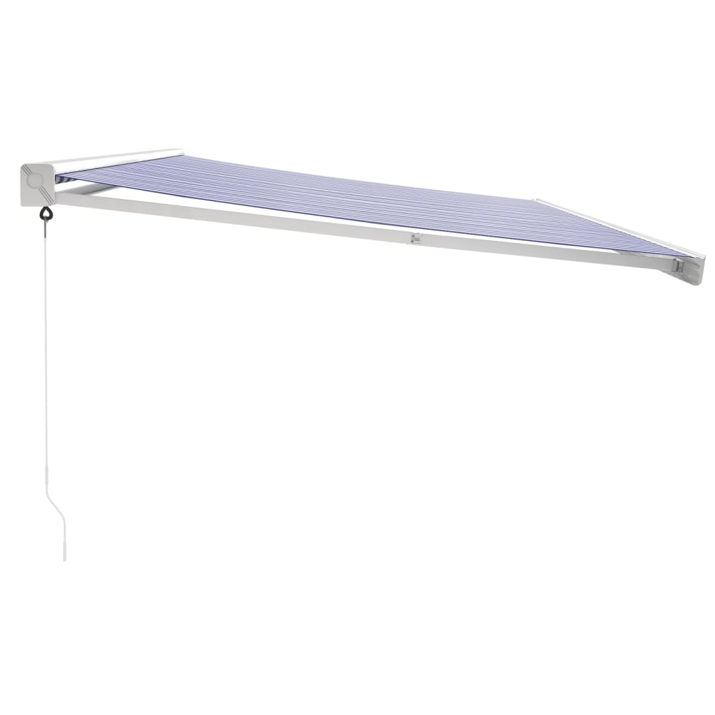 Markise Einziehbar Blau und Weiß 4x3 m Stoff und Aluminium