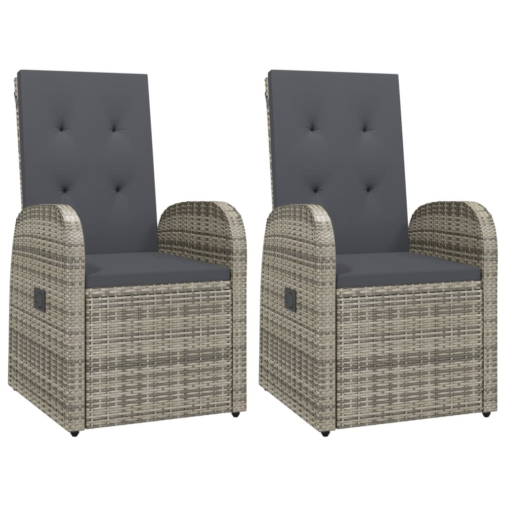 Garten-Liegestühle 2 Stk. mit Auflagen Poly Rattan Schwarz