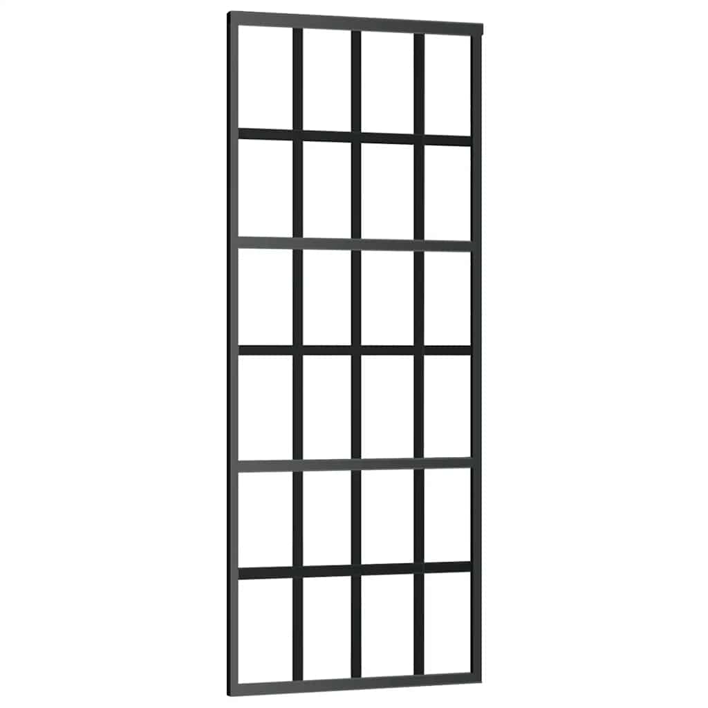 Schiebetür mit Beschlag Schwarz 76x205 cm ESG-Glas