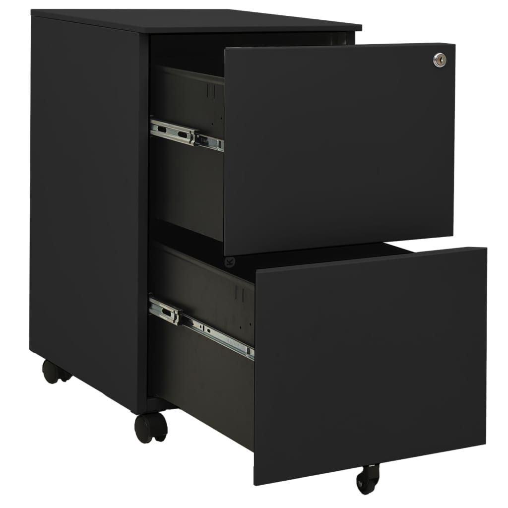 Aktenschrank mit Rollen Weiß 39x45x67 cm Stahl