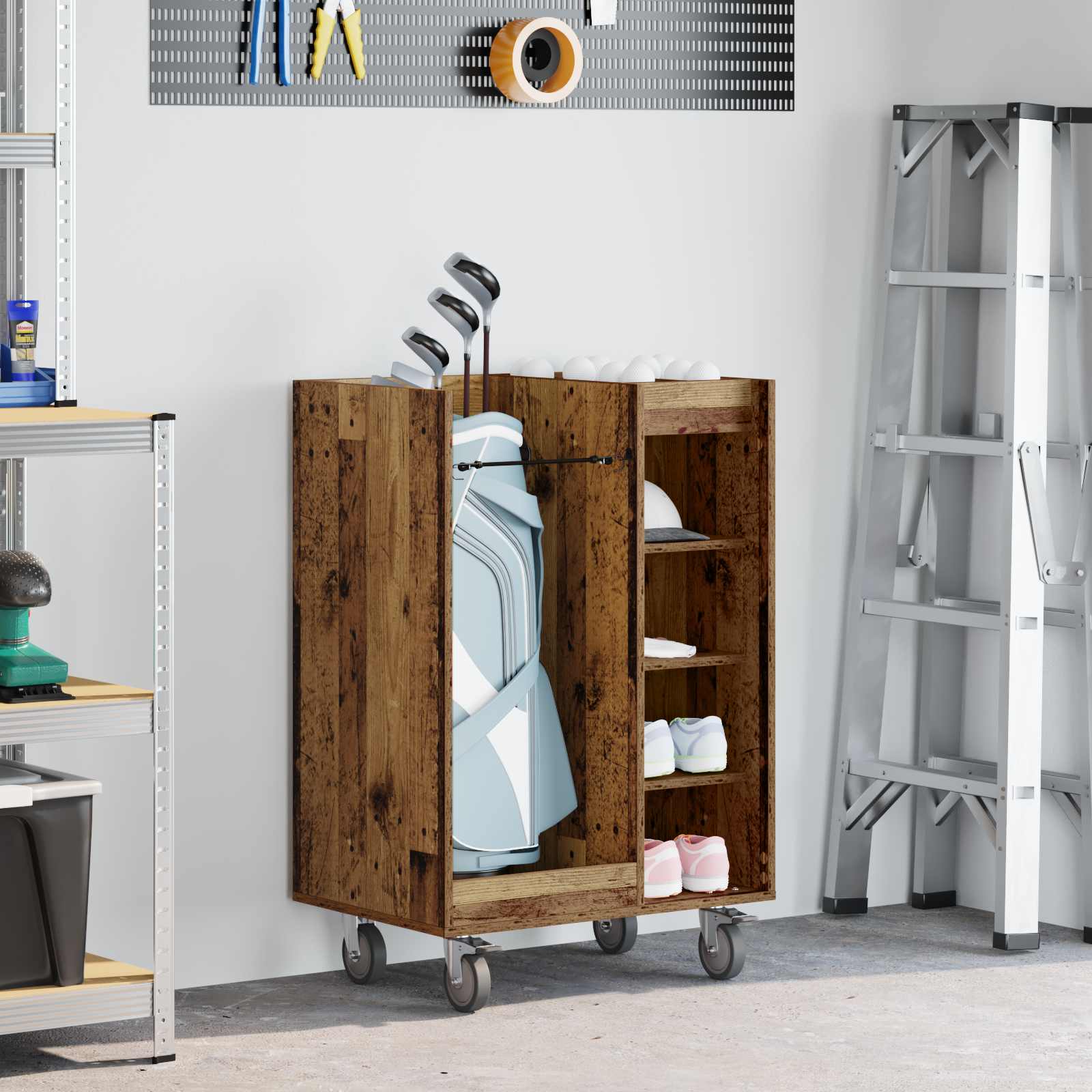 Golf Schrank Mit Rad Uni Weiß 65 x 45 x 98 cm