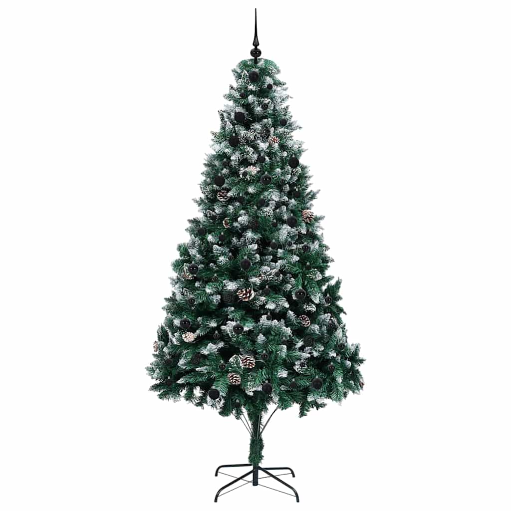 Künstlicher Weihnachtsbaum mit LEDs Kugeln Zapfen 150 cm