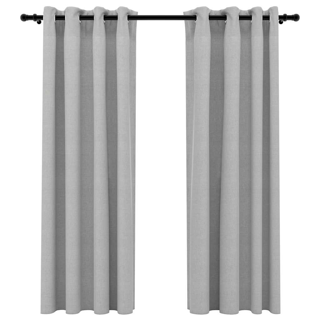 Verdunkelungsvorhänge Ösen Leinenoptik 2 Stk. Schwarz 140x175cm