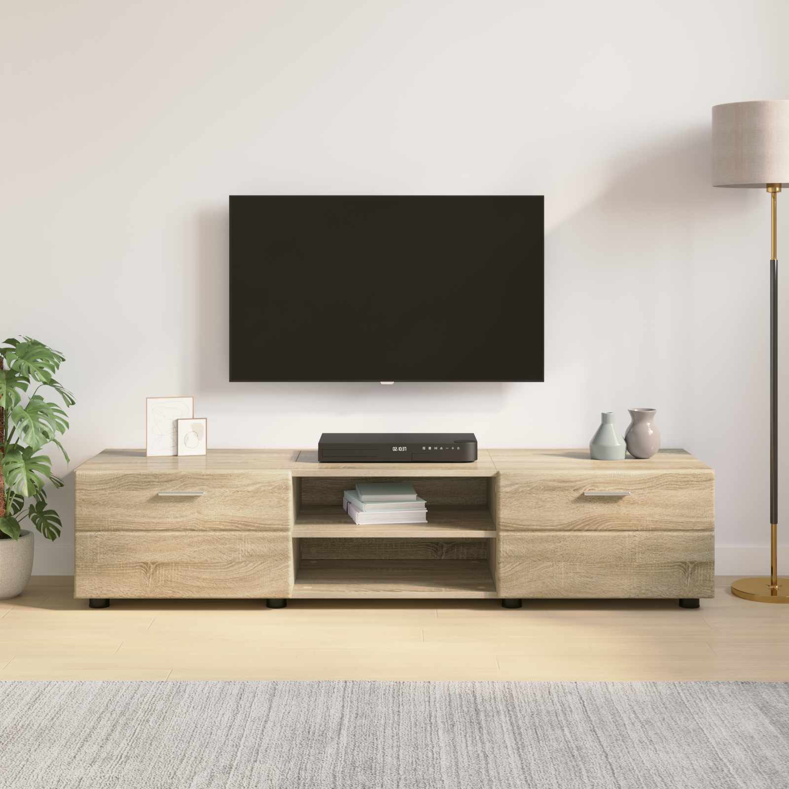 Highboard mit Regal FLORIN Weiß 60 x 35 x 182 cm Holzwerkstoff