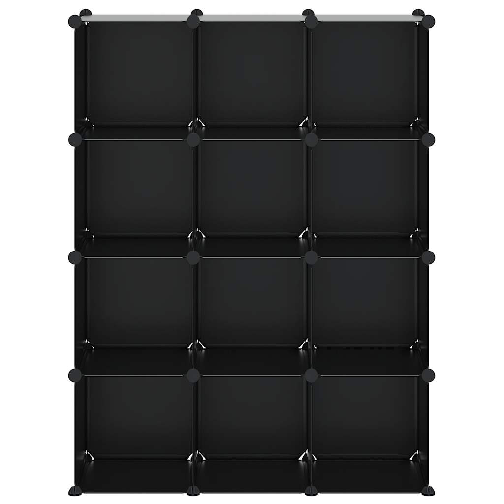 Regalsystem mit 12 Würfeln Schwarz PP