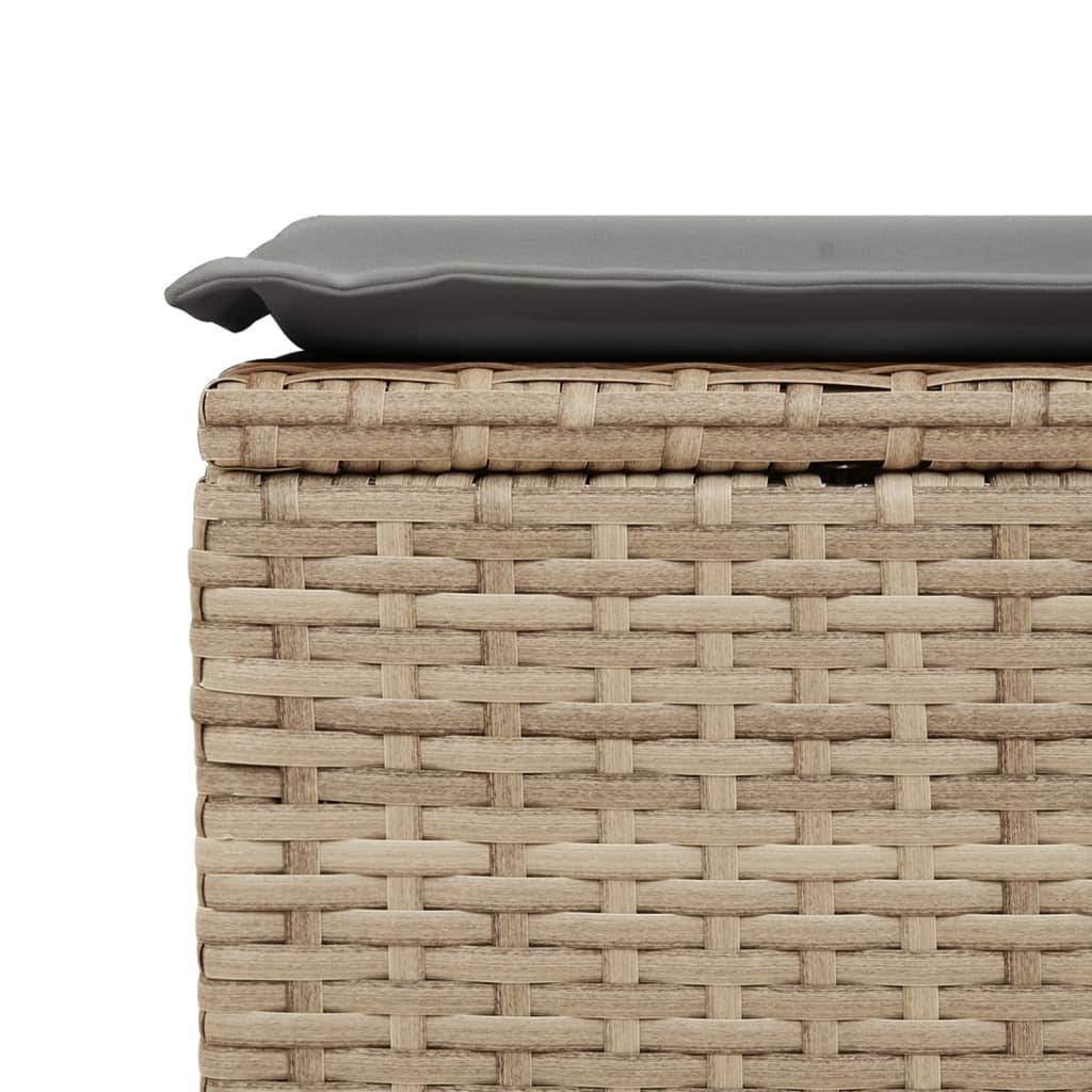 Gartenhocker mit Kissen Schwarz 55x55x37 cm Poly Rattan