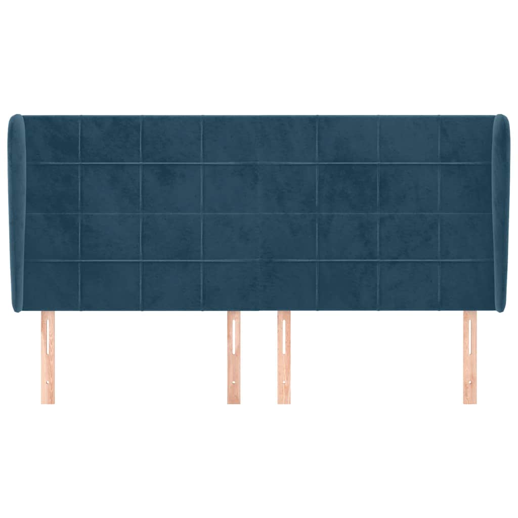 Kopfteil mit Ohren Dunkelblau 93x23x78/88 cm Samt