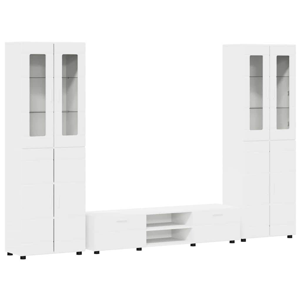 Highboard mit Regal FLORIN Weiß 60 x 35 x 182 cm Holzwerkstoff