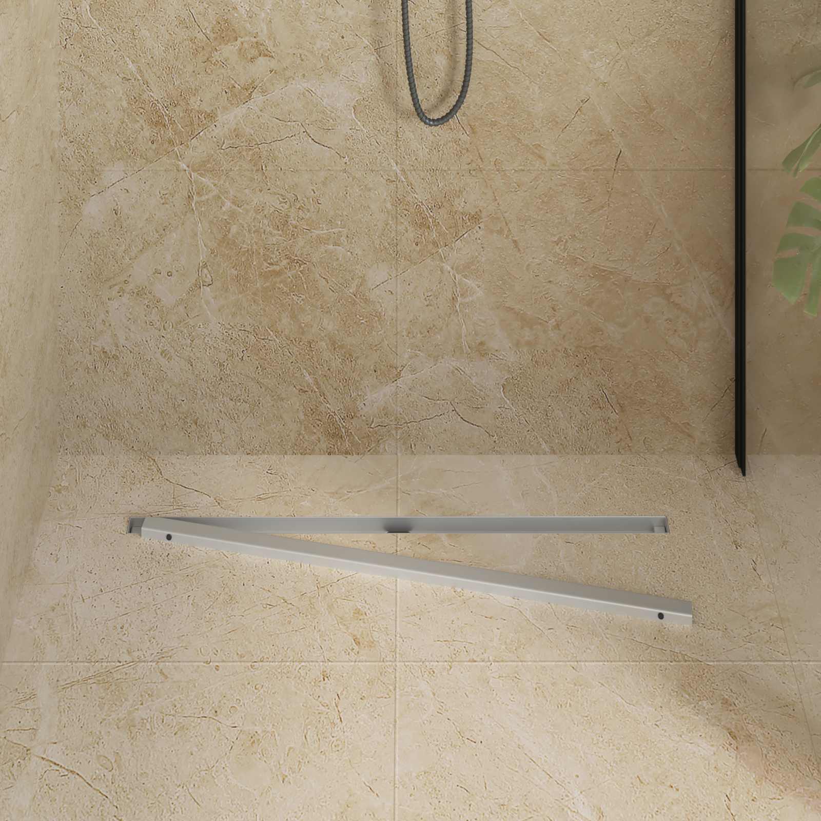 360° Duschablauf mit slim Modell Silber 50 cm Edelstahl 304
