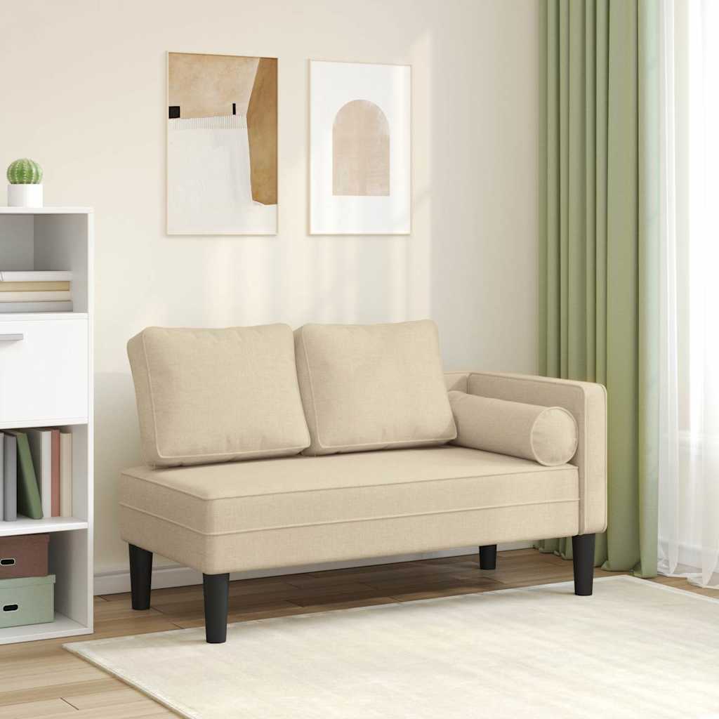 Chaiselongue mit Kissen Hellgrau Stoff