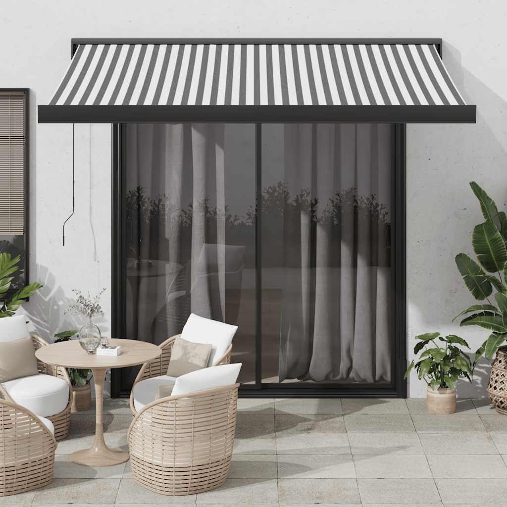 Markise Einziehbar Blau und Weiß 4x3 m Stoff und Aluminium