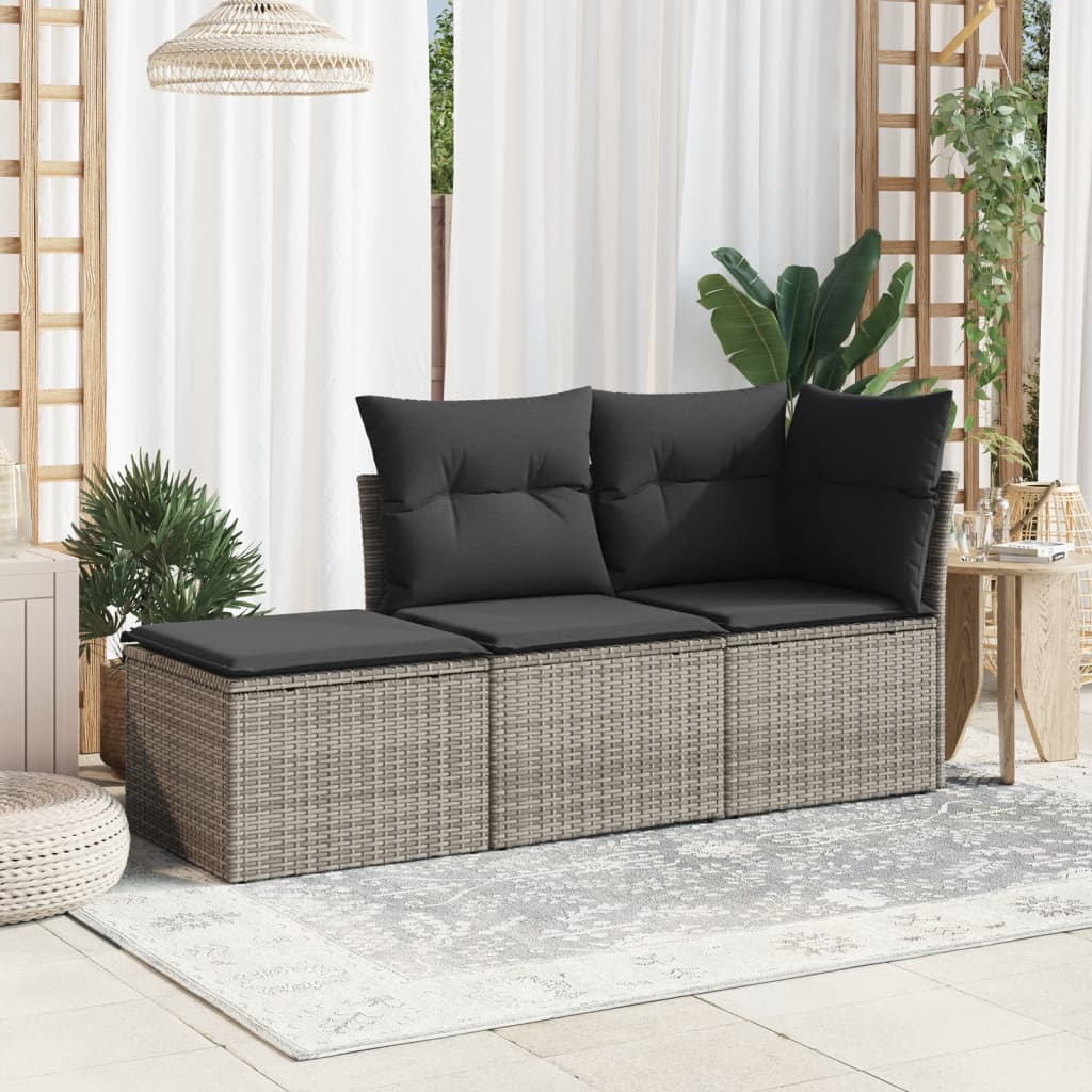 Gartenhocker mit Kissen Schwarz 55x55x37 cm Poly Rattan