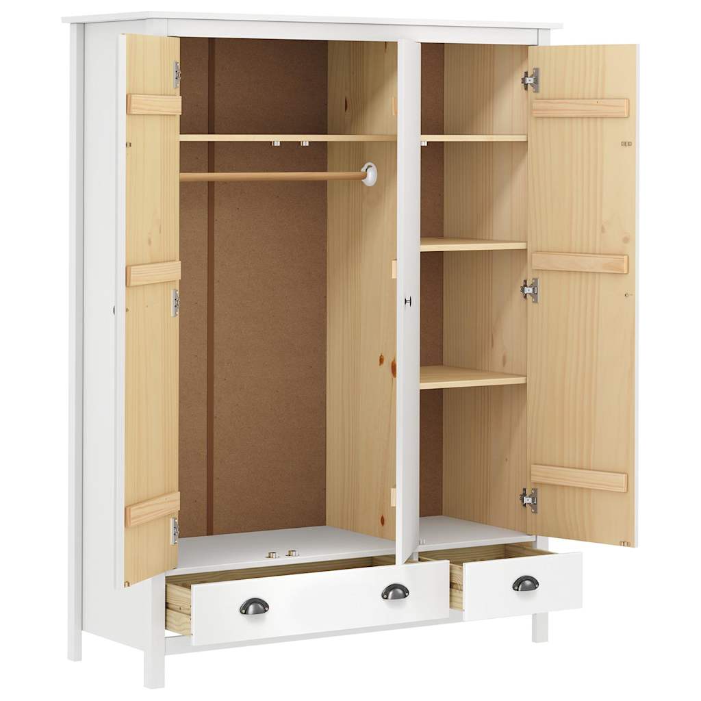 Kleiderschrank mit 3 Türen Hill 127x50x170cm Massivholz Kiefer