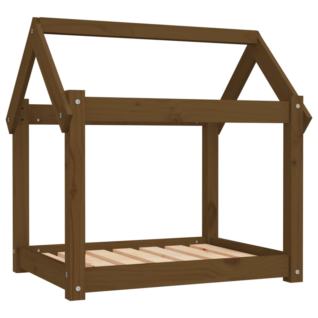 Hundebett Grau 61x50x70 cm Massivholz Kiefer