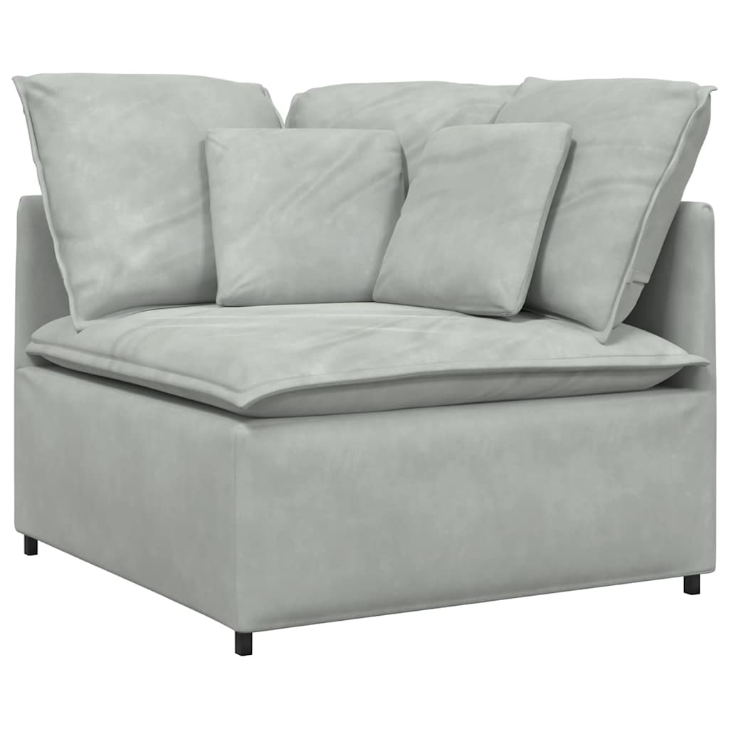 Modulares Sofa mit Fußhocker Kissen Samt Blau