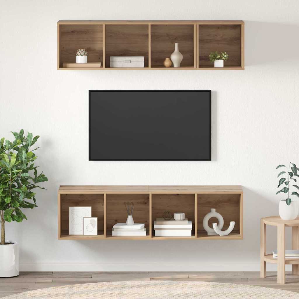 3-tlg. TV-Schrank-Set Grau Holzwerkstoff