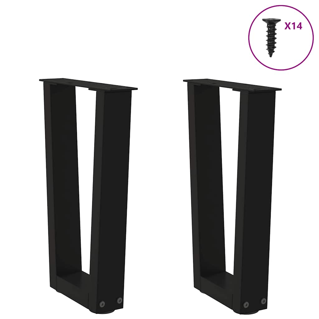 Couchtischbeine V-Form 2 Stück Schwarz 30x(30-31,3) cm Stahl