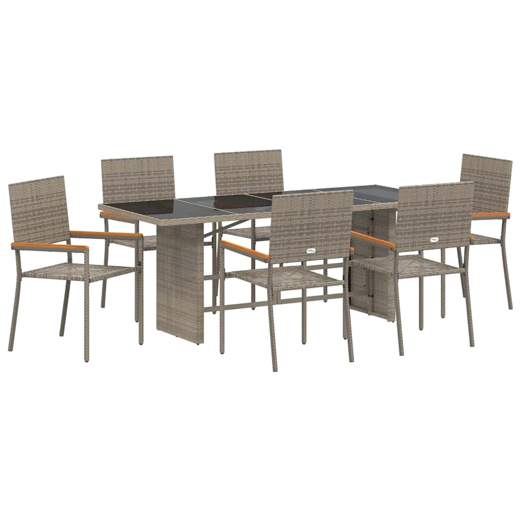 Garten Essgruppe 7 pcs Schwarz Poly-Rattan