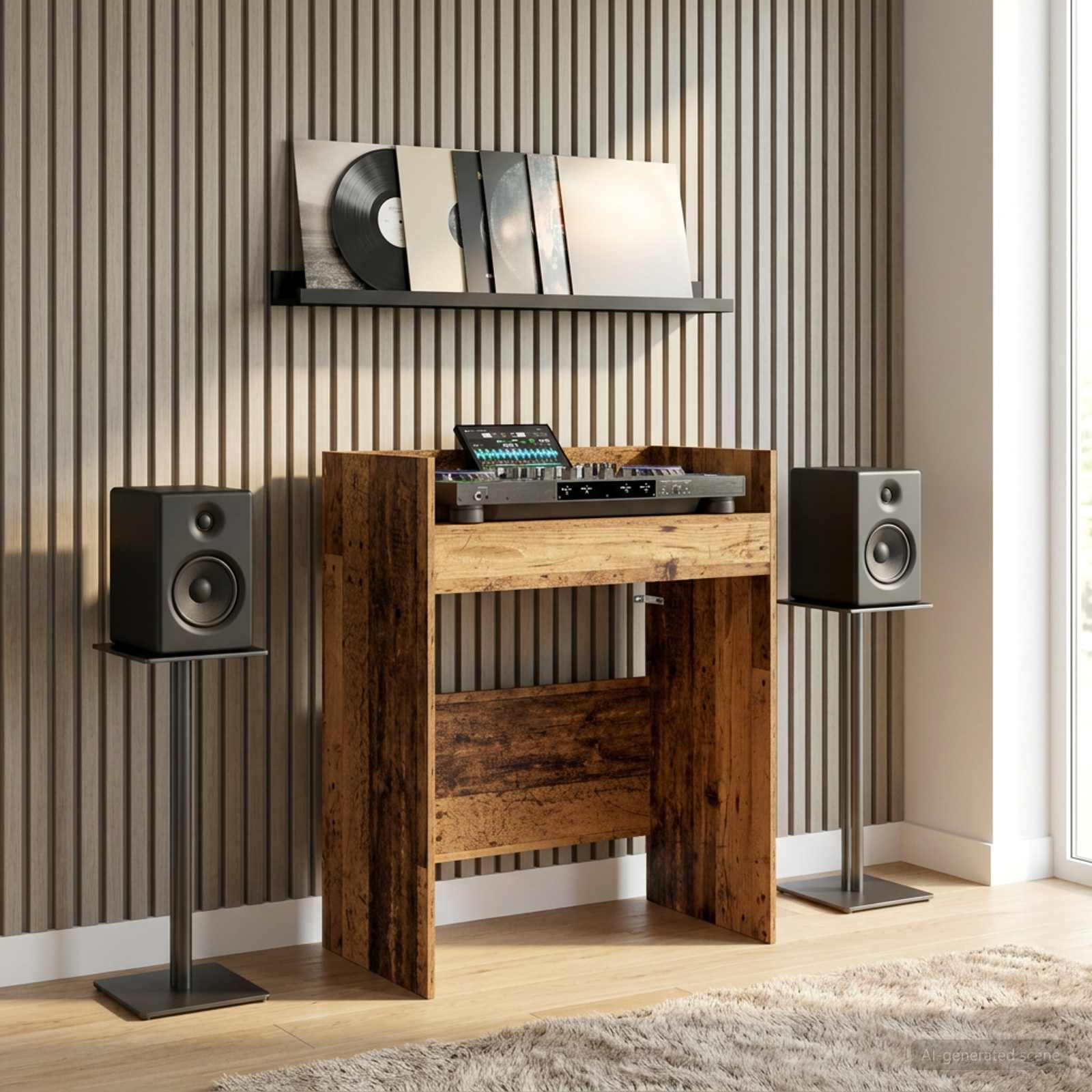 DJ Tisch Weiß 102 x 45 x 102 cm Holzwerkstoff