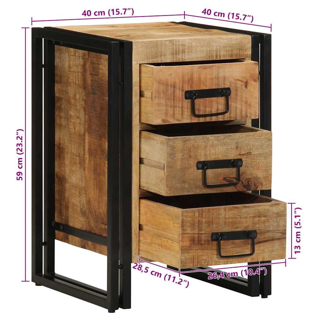 Nachttisch Braun 40 x 40 x 59 cm Massivholz Mango