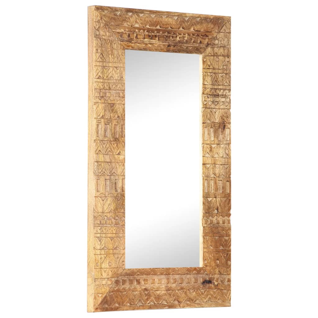 Handgeschnitzter Spiegel 50x50x2,5 cm Massivholz Mango