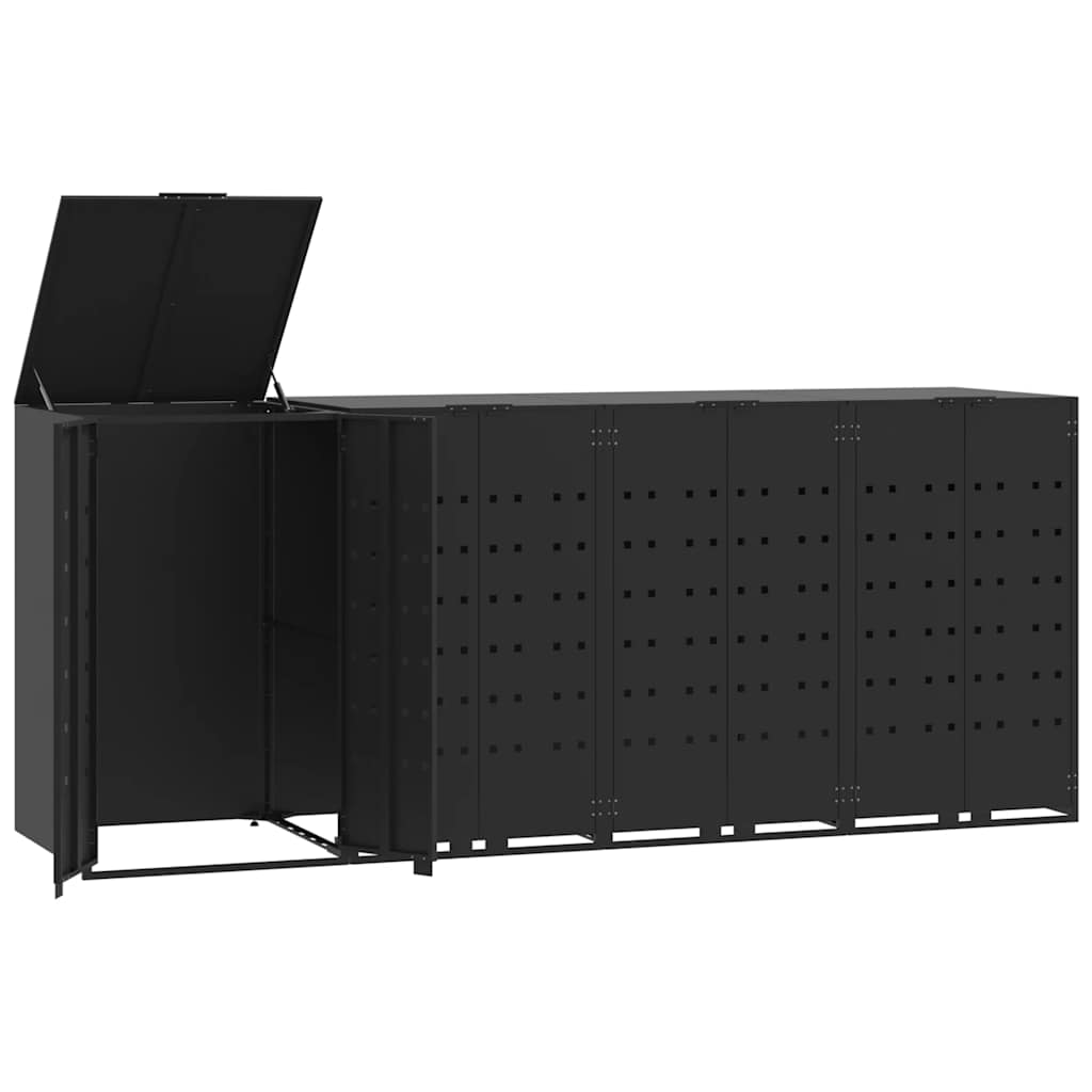 Mülltonnenbox für 2 Tonnen Schwarz 138x79x117 cm Stahl