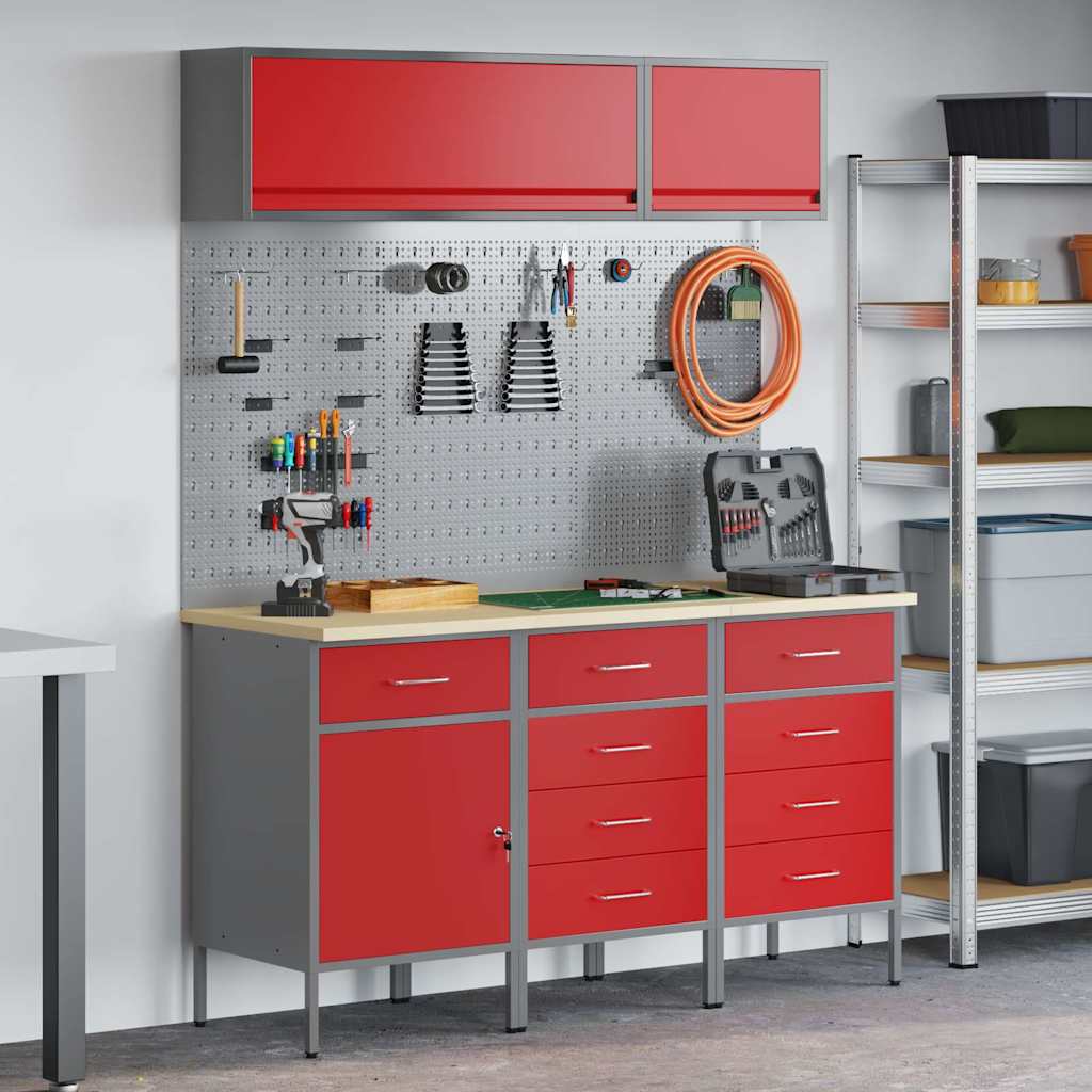 Arbeitsschrankset mit Schubladen mit Regal 8 pcs Grau