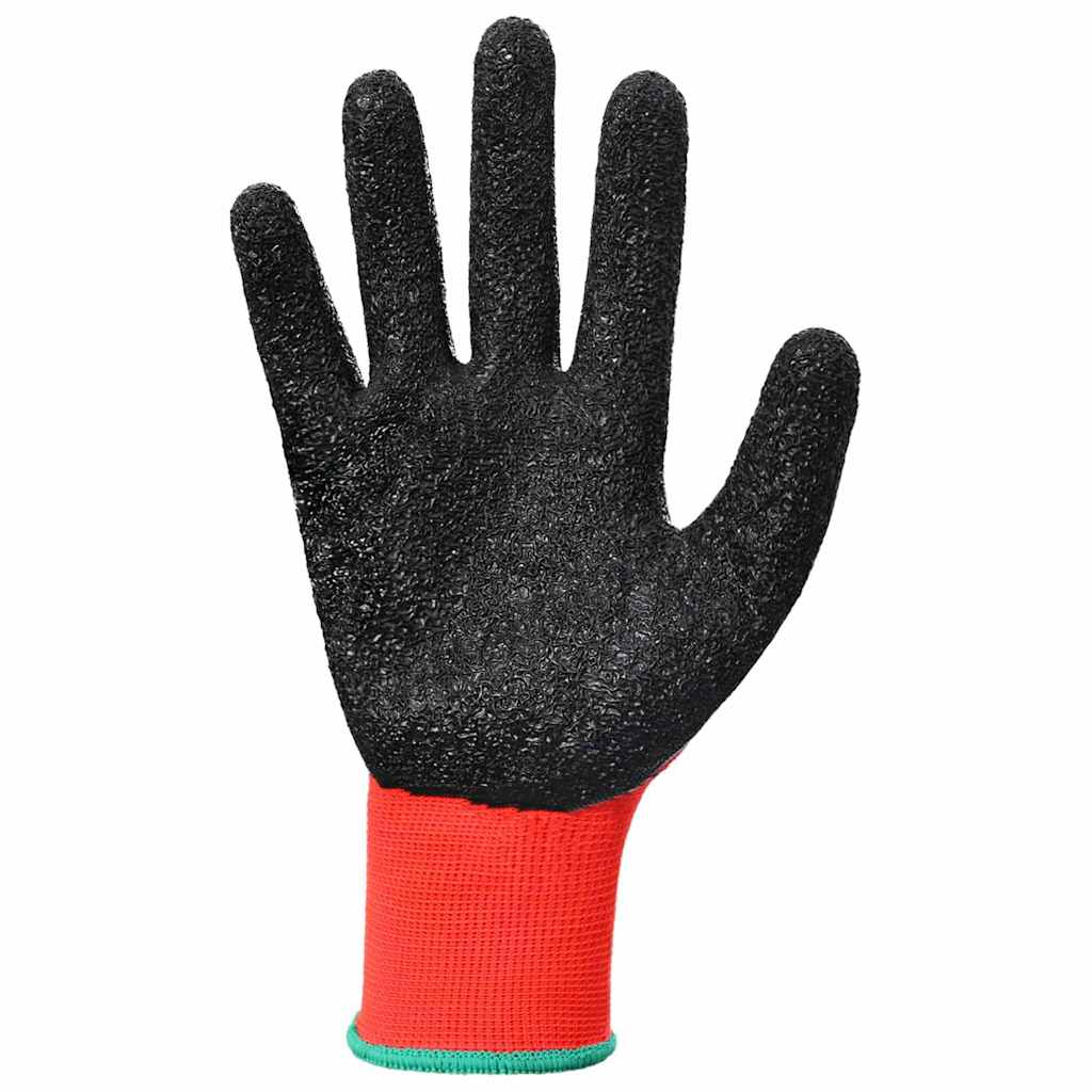 Arbeitshandschuhe 12 pcs Rot und Schwarz 7 / S Latexbeschichtung
