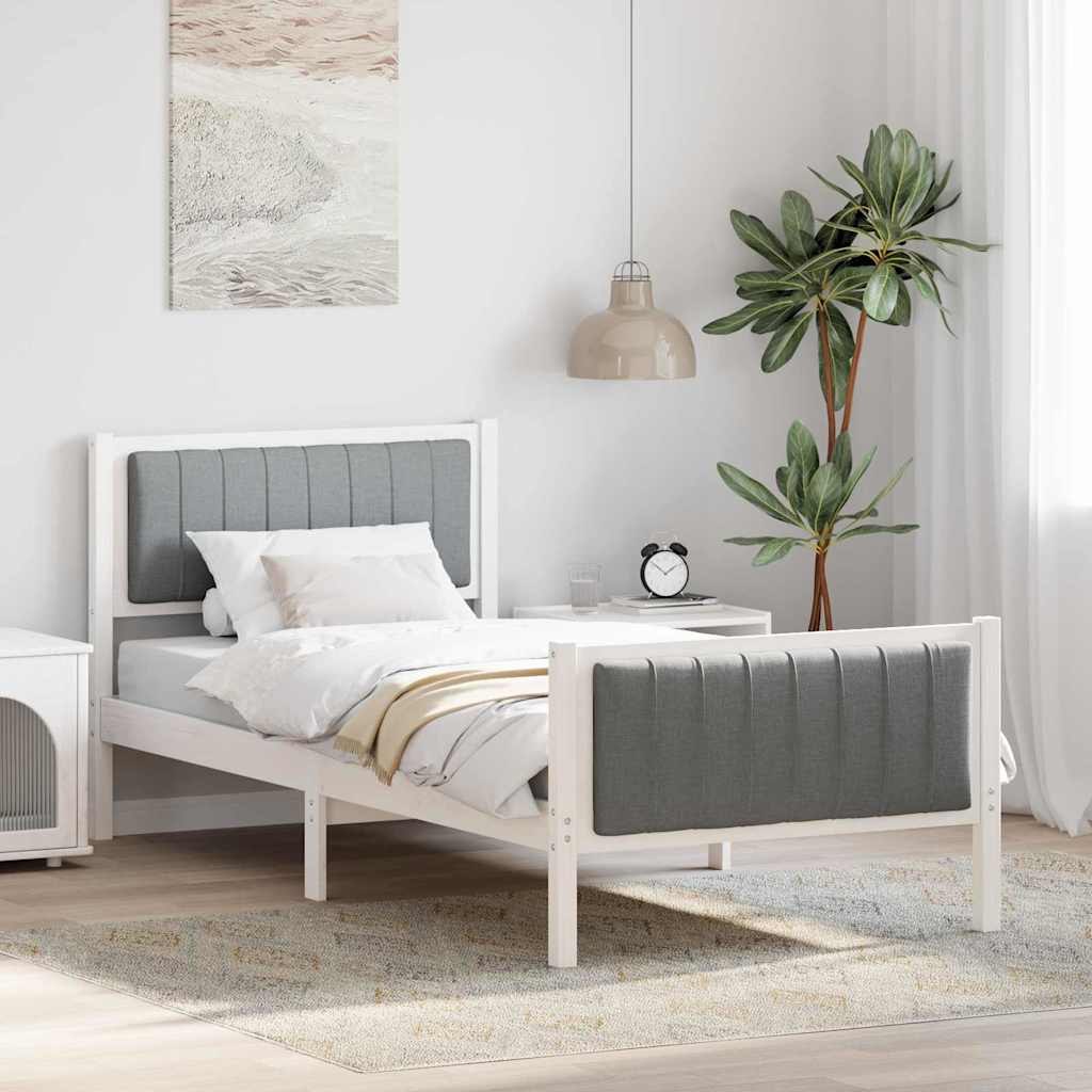Bettgestell Braun und hellgrau 200 x 200 cm Massivholz Kiefer