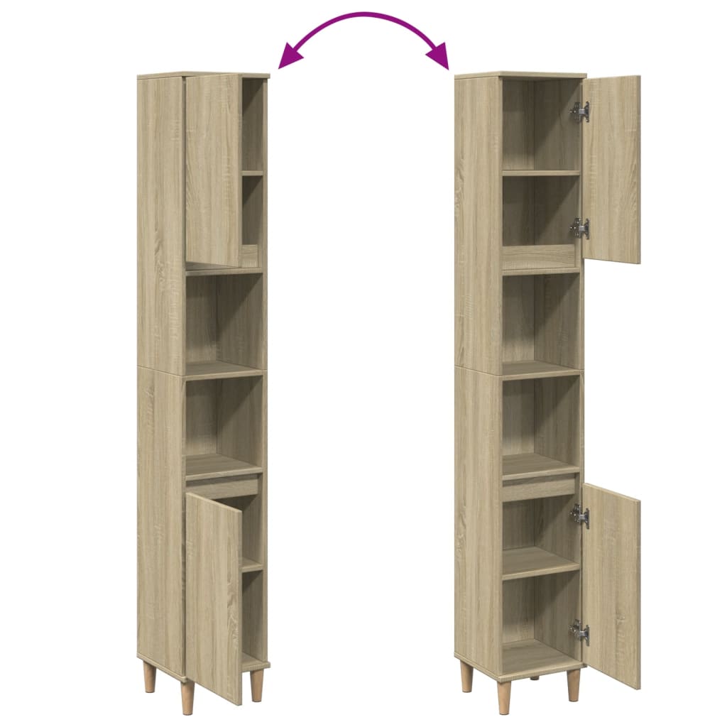 Badschrank Weiß 30x30x190 cm Holzwerkstoff