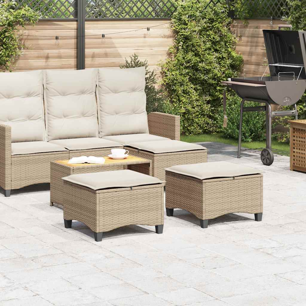 Gartenhocker mit Kissen 2 Stk. Schwarz 55x55x36 cm Poly Rattan