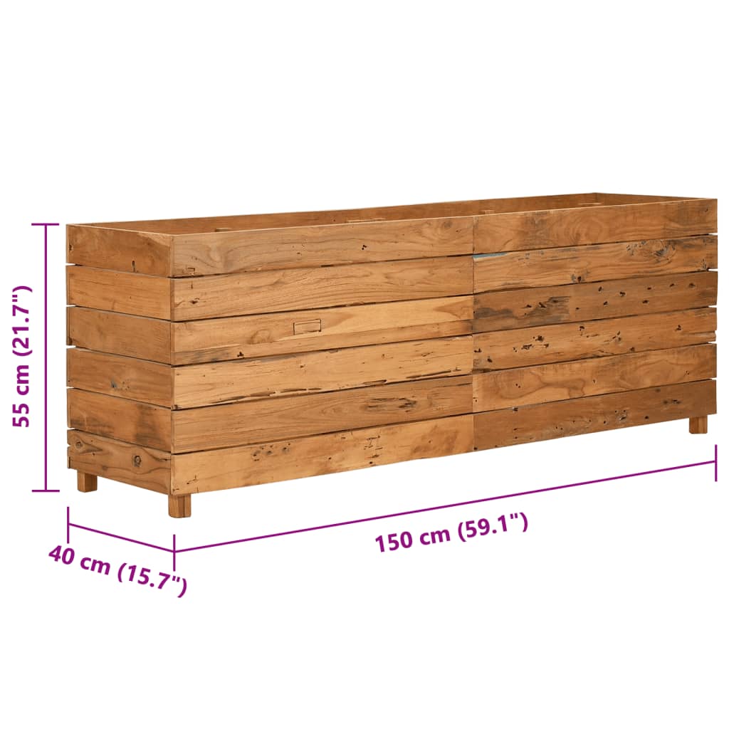 Hochbeet 100x40x72 cm Teak Altholz und Stahl