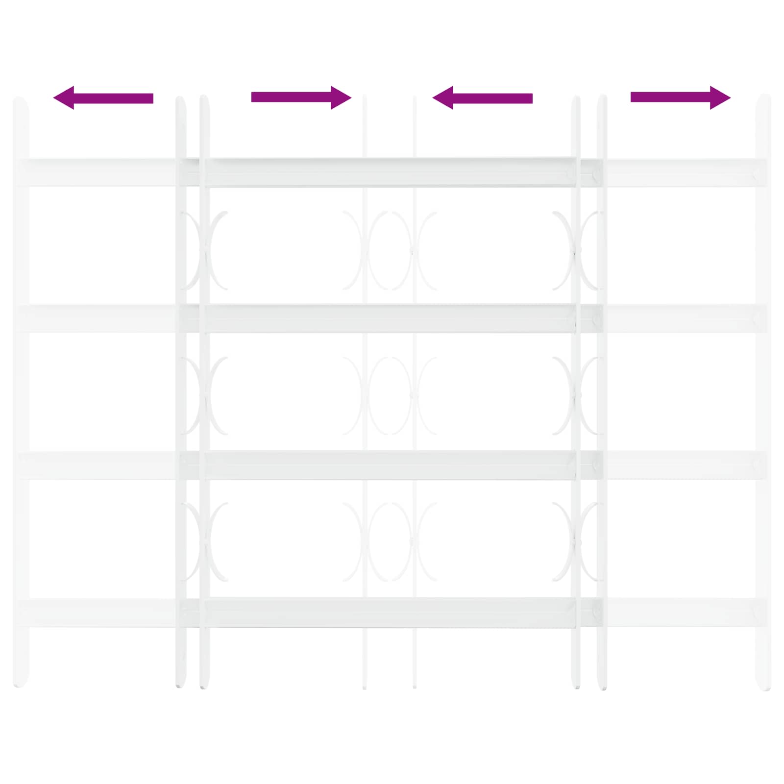 Sicherheitsgitter für Fenster mit 2 Querstangen 43-74 cm