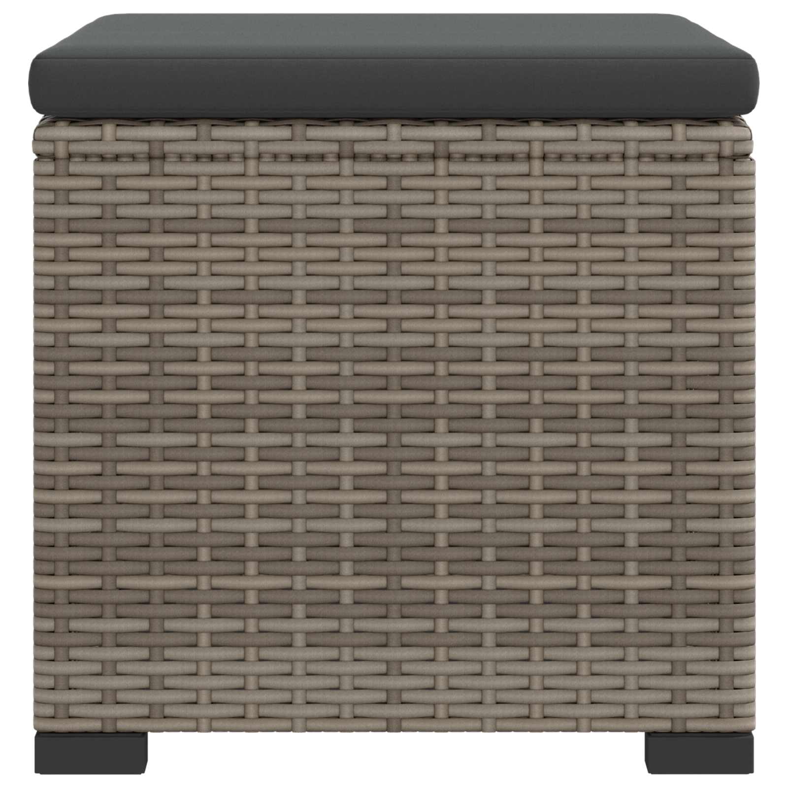 Hocker mit Kissen Schwarz 40x30x40 cm Poly Rattan