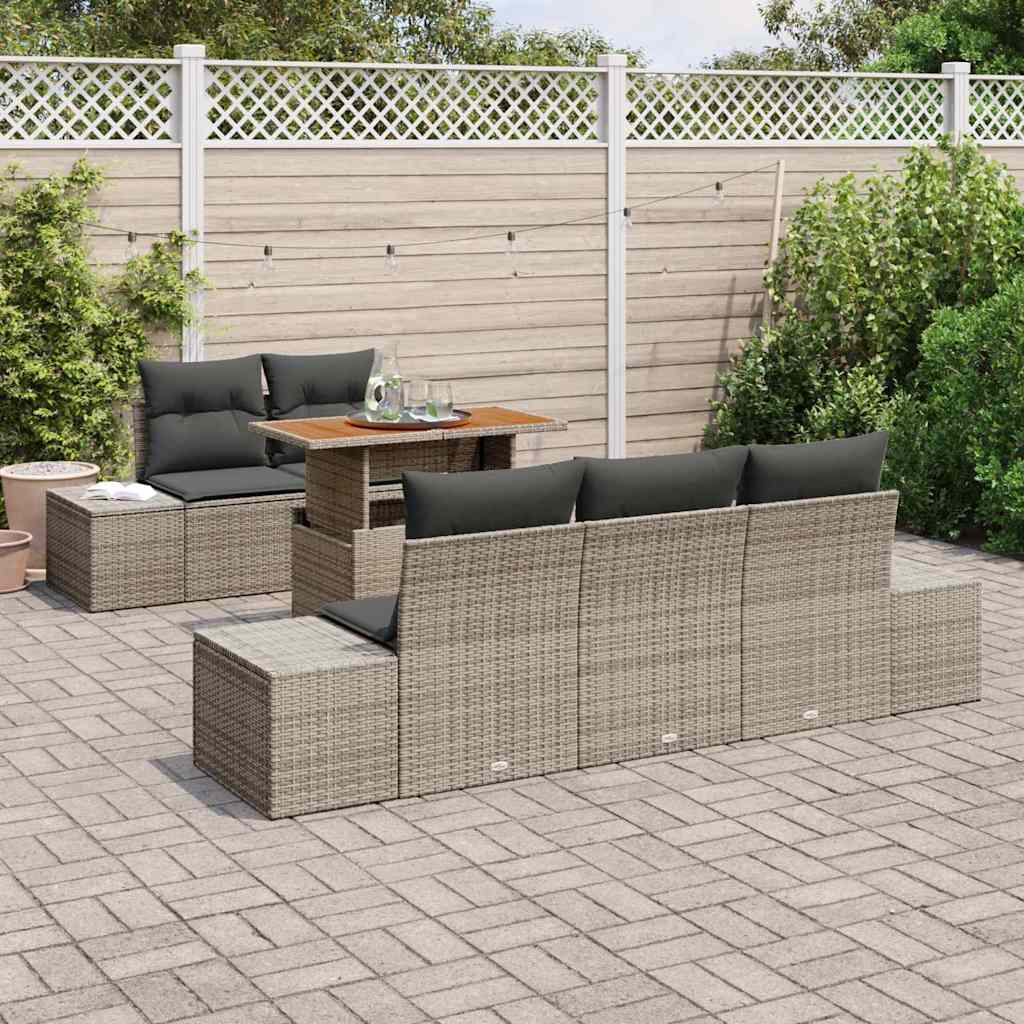 Garten Essgruppe mit Kissen 6 pcs Schwarz und Creme