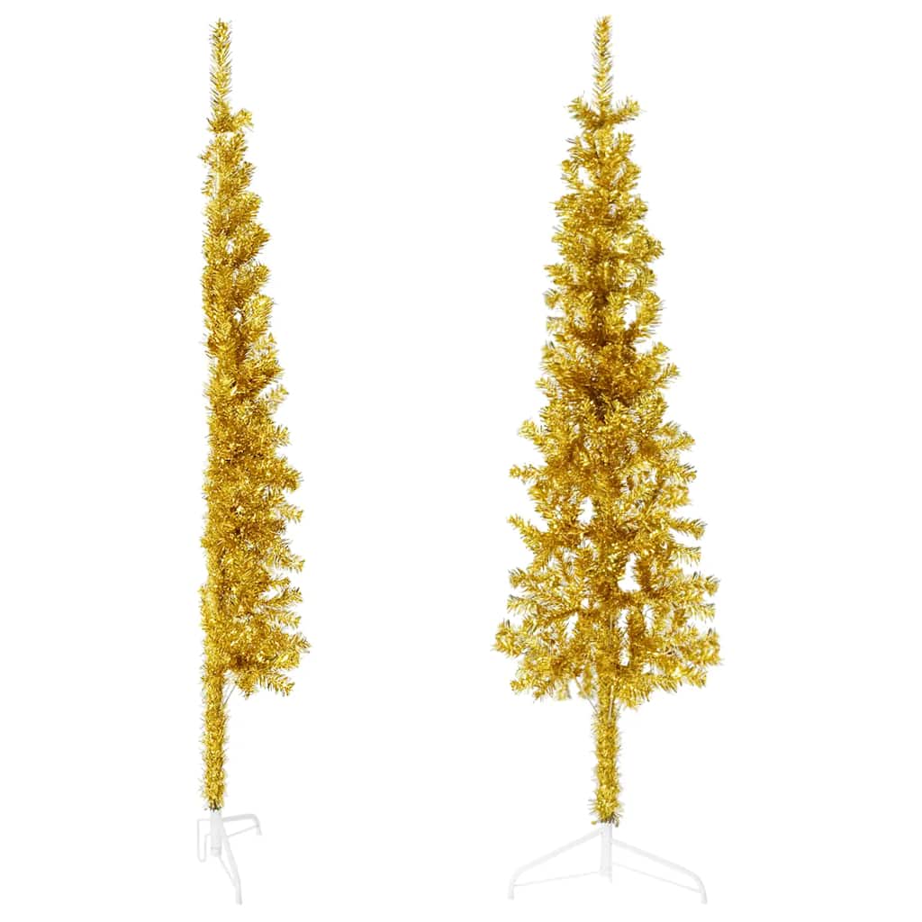Künstlicher Halb-Weihnachtsbaum mit Ständer Schlank Weiß 180 cm