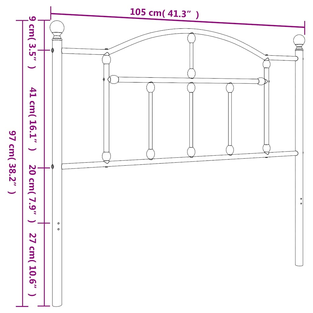 Ersatz-Kopfteil Metall Schwarz 90 cm