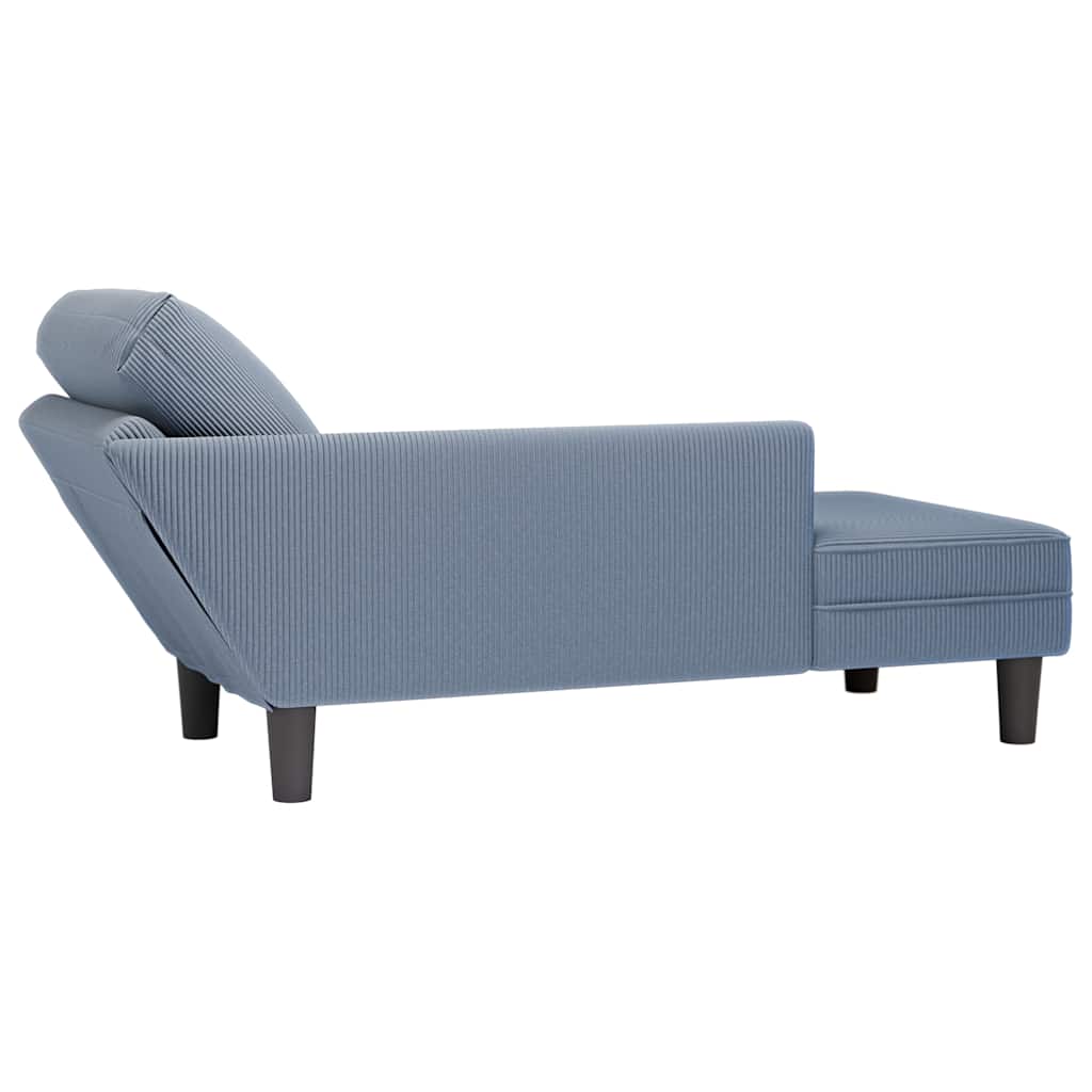 Chaiselongue mit Kissen Hellgrau Cordstoff