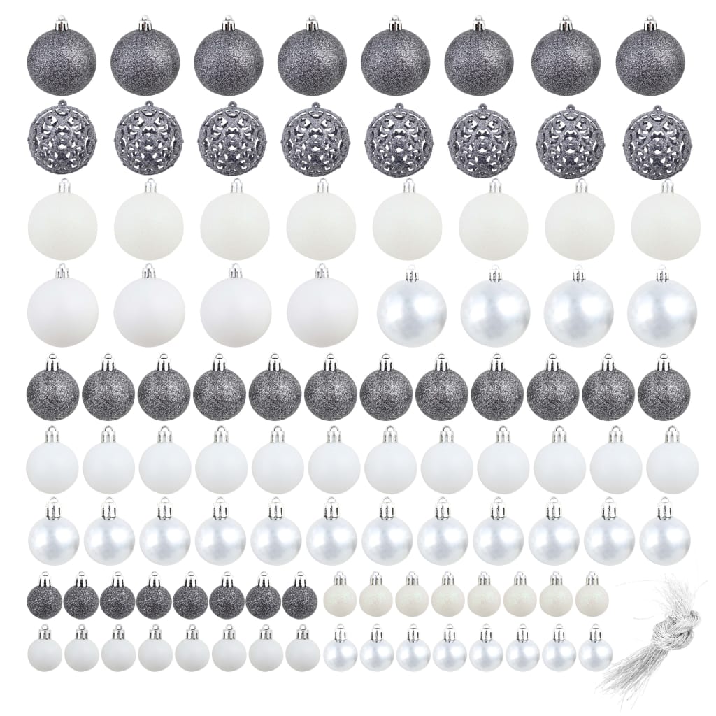 100-tlg. Weihnachtskugel-Set Weiß