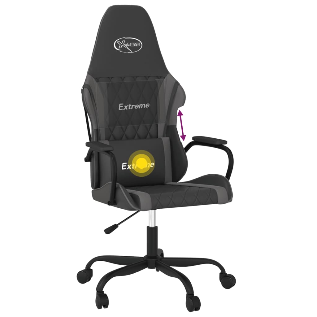 Gaming-Stuhl mit Massagefunktion Schwarz und Blau Kunstleder