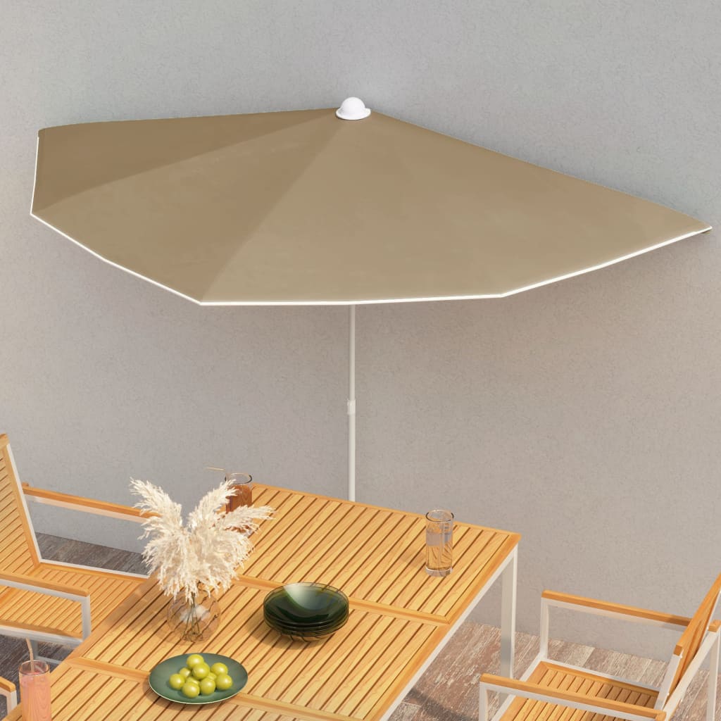 Halb-Sonnenschirm mit Mast 180x90 cm Anthrazit