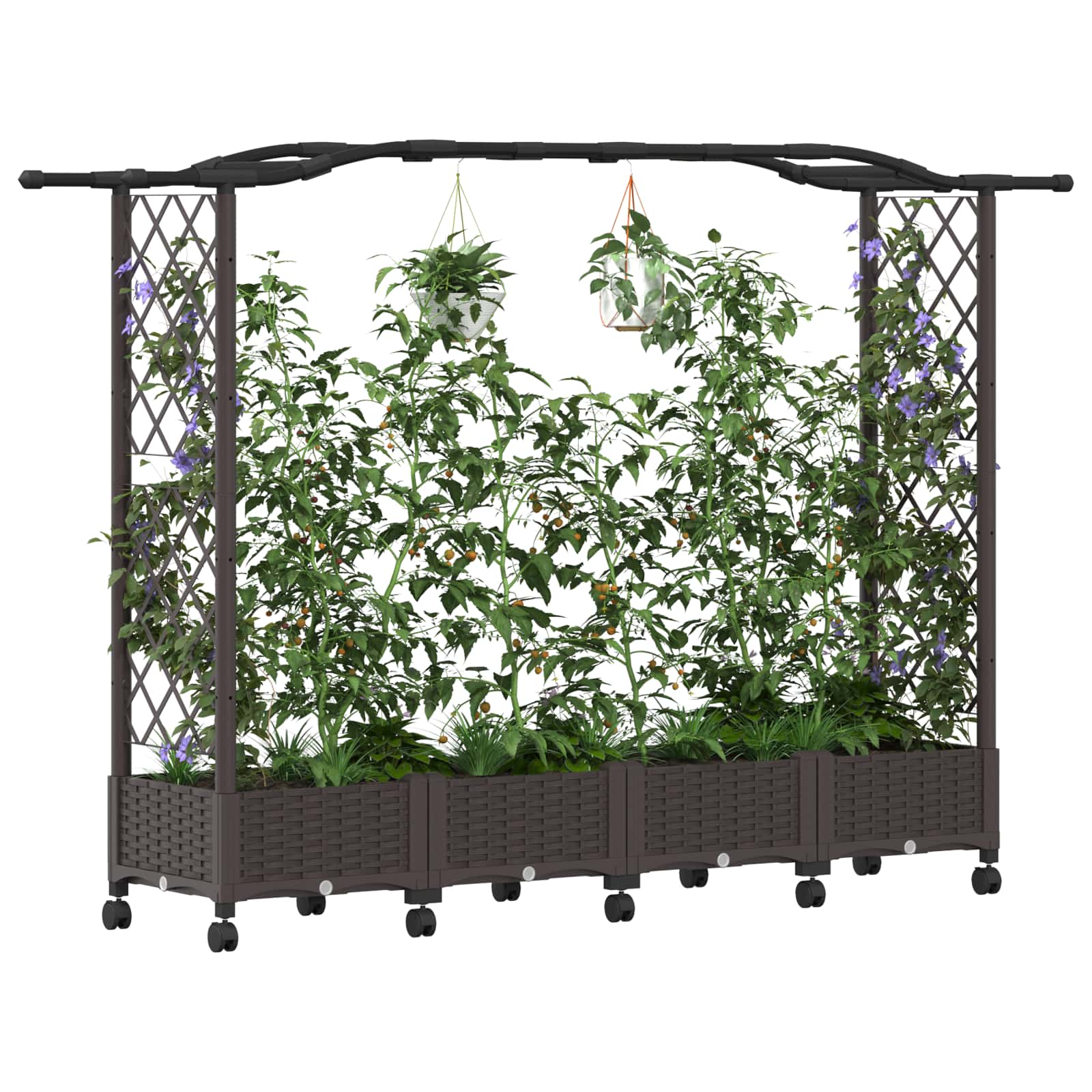 Hochbeet mit Rankgitter und Dach Braun 124 x 40 x 123 cm PP