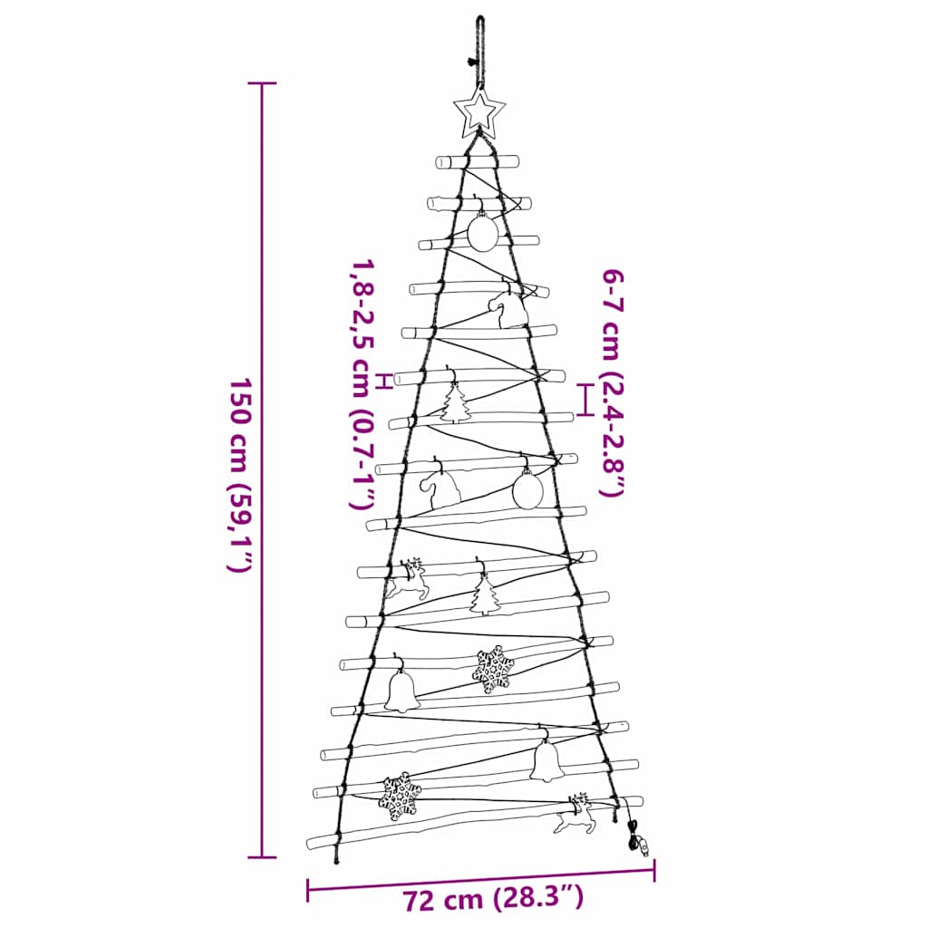 Weihnachtsbaum mit 30 LEDs Natur 90 cm Massives Eschenholz