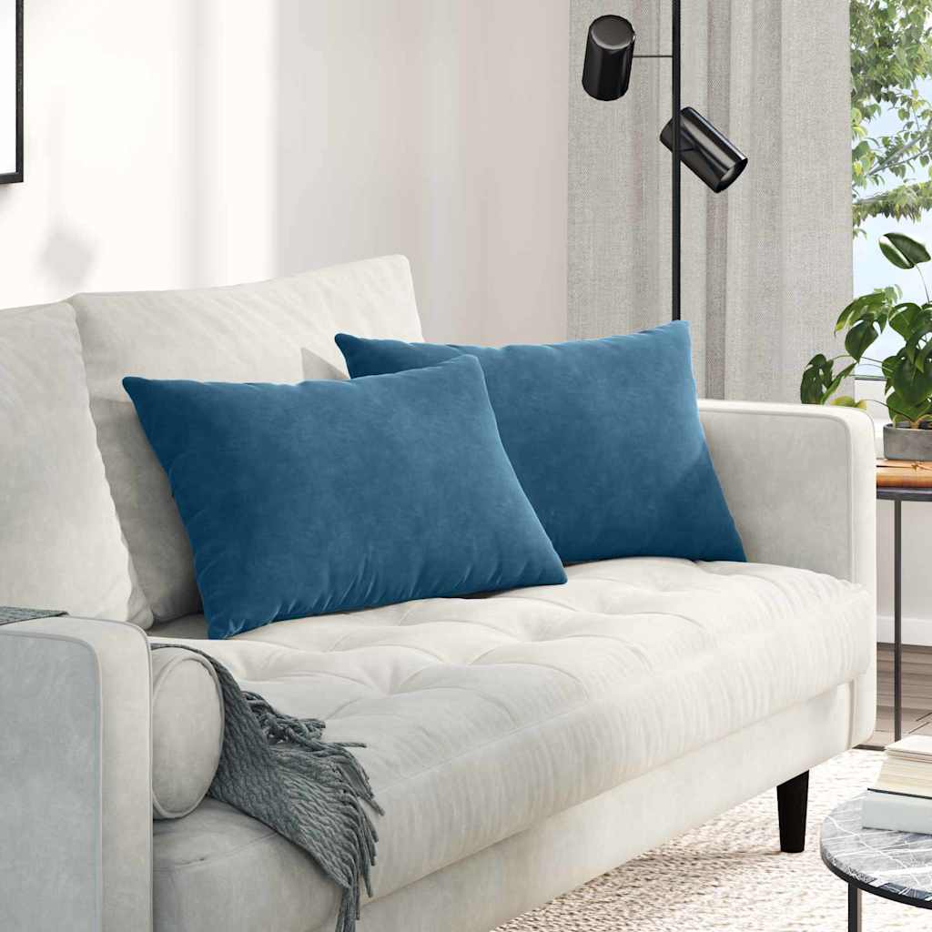 Sofakissen 2 Stück Blau 50 x 30 cm Cordstoff