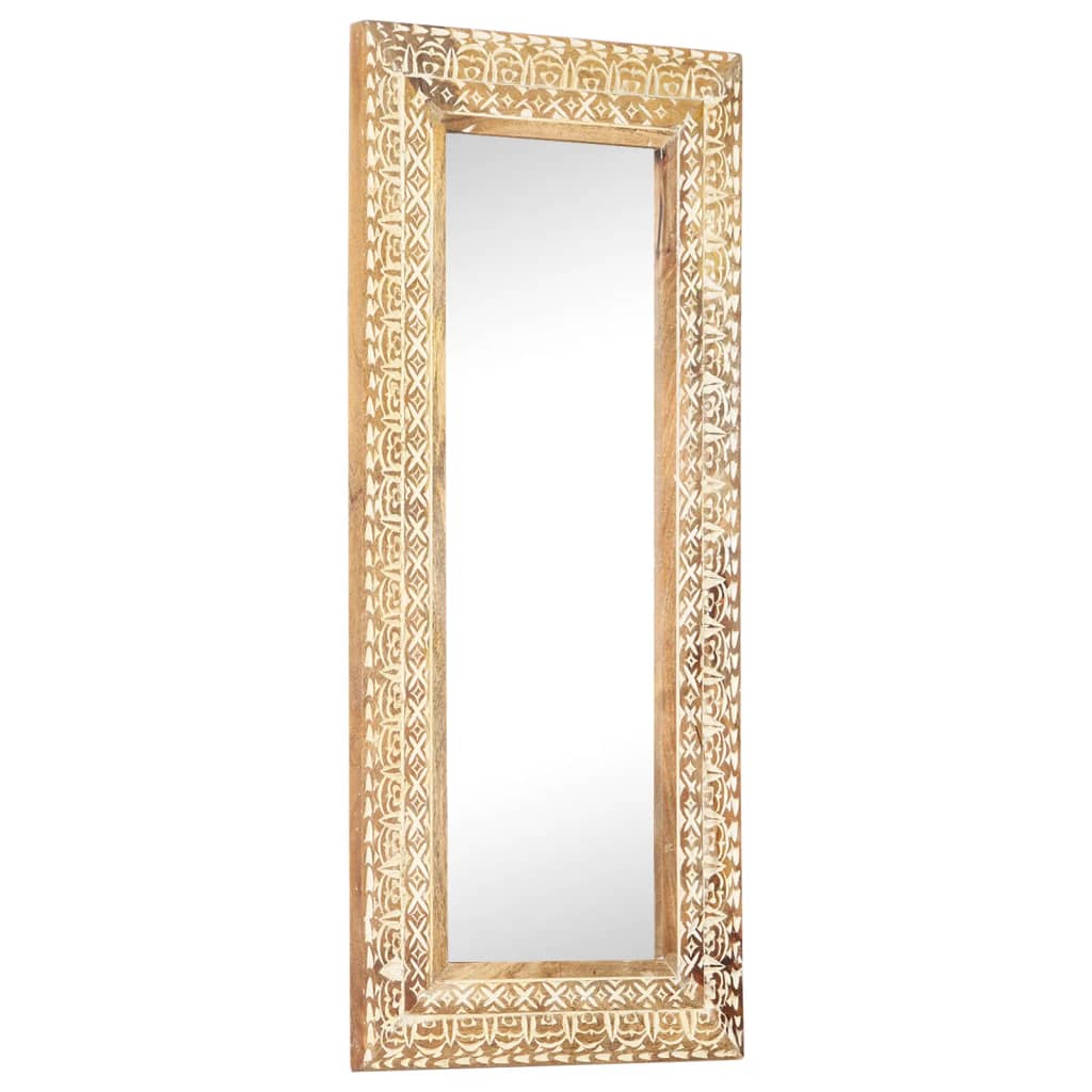 Spiegel Handgeschnitzt 50x50x2,6 cm Massivholz Mango