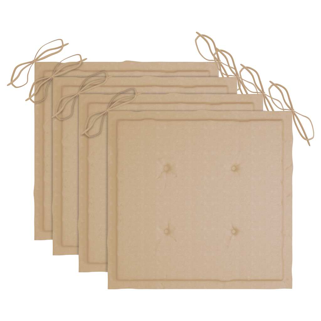 Essstühle 4 Stk. mit Anthrazit Kissen Massivholz Teak