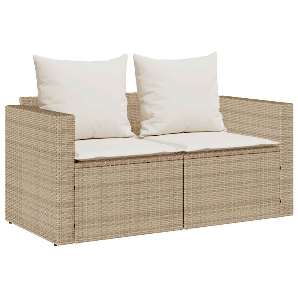 5-tlg. Garten-Sofagarnitur Kissen Stapelbar Schwarz Poly Rattan