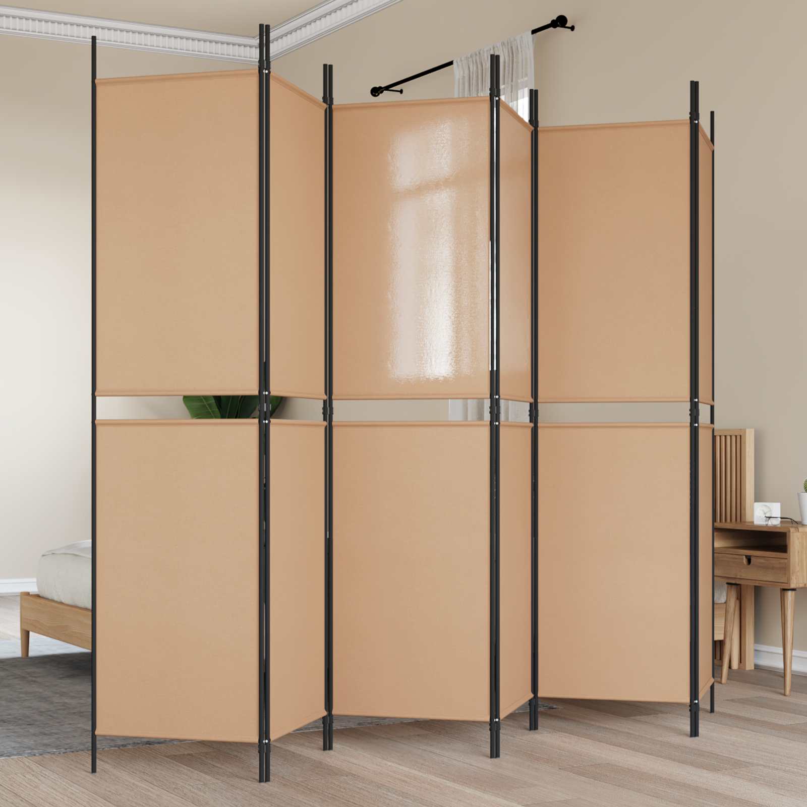 3-teiliger Raumteiler Beige 150 x 180 cm Stoff