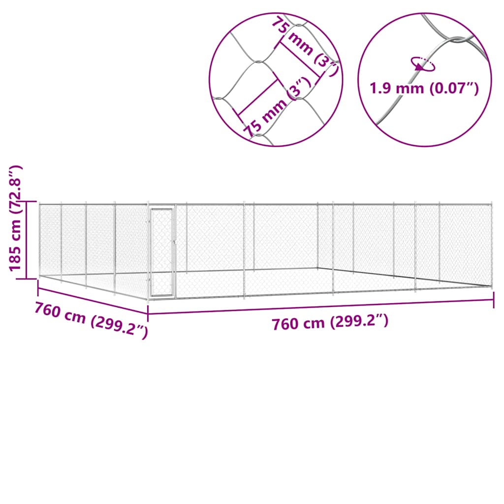 Outdoor-Hundezwinger Verzinkter Stahl 570x570x185 cm